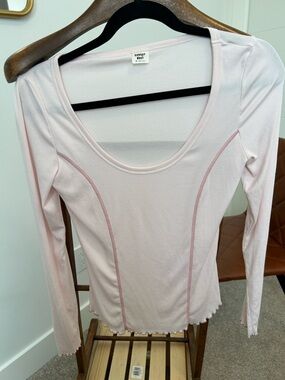 Sunday Best Light Pink Long Sleeve Scoop Neck Top